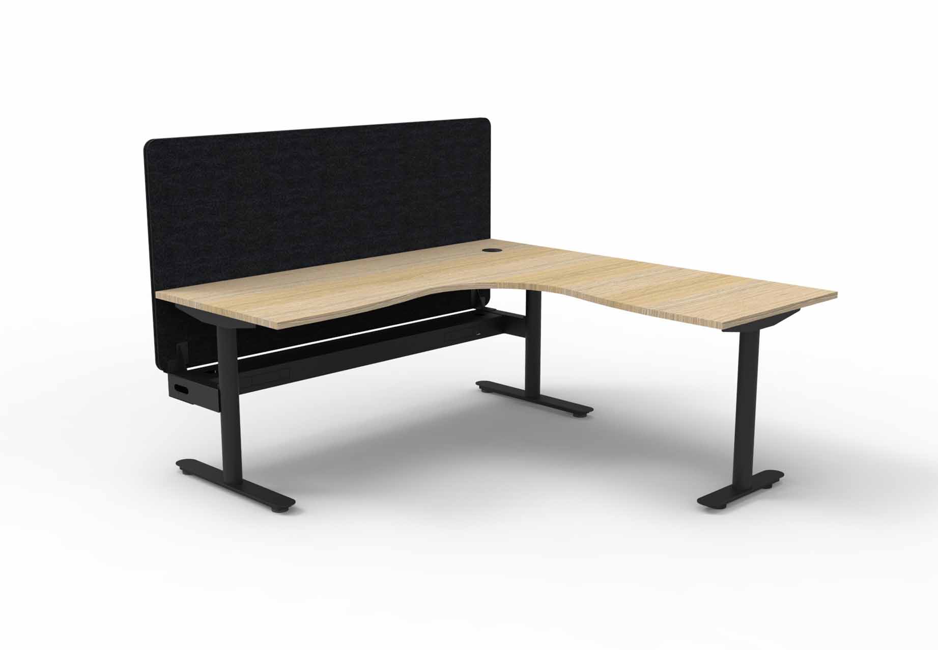 Halo Static Corner Workstation - Cable Tray and Eco Screen